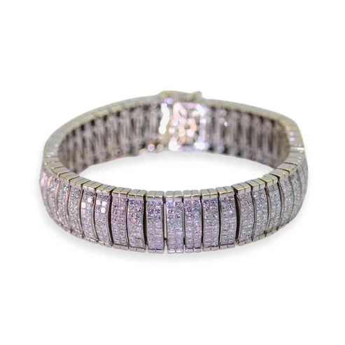 Pulsera de diamantes en oro blanco de 14 quilates